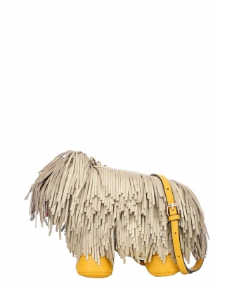Fringed Shaggy 3D Dog Crossbody Purse TS-1051 GOLD